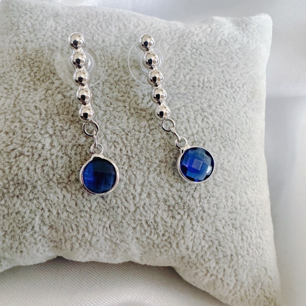 Elegant Silver and Blue Drop Earrings
